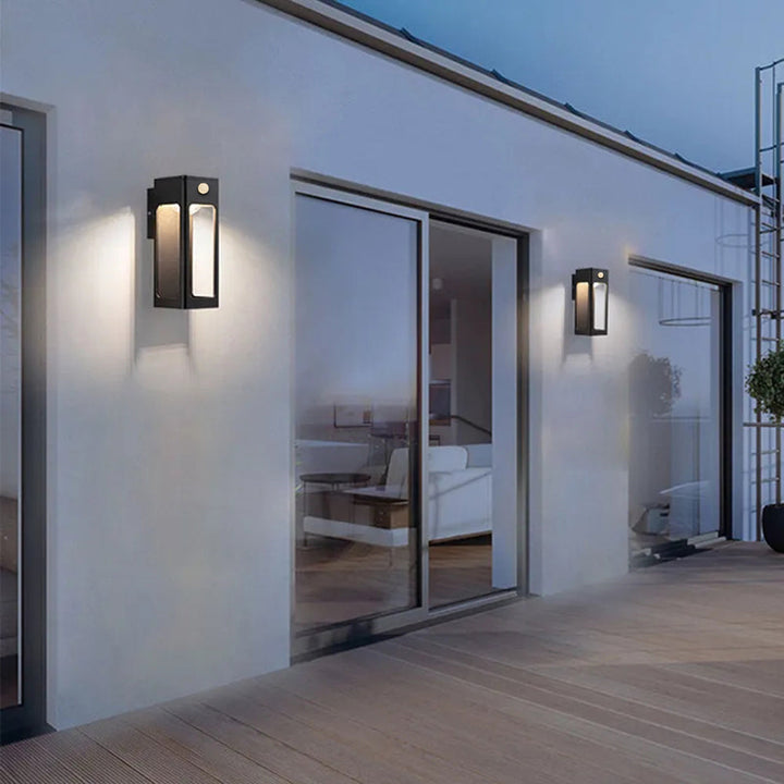 Geometric Outdoor Wall Light | Black, Optional Sensor