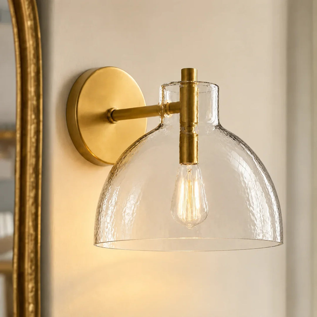 Xeno Antique Brass Recycled Glass Wall Sconce