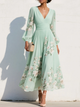 Women's V-Neck Floral Midi Summer Dress in Light Green – image 1