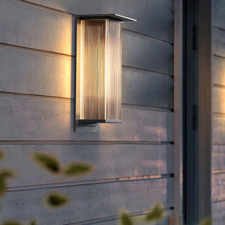 Ribbed Glass Outdoor Wall Lantern | Black, Three Sizes