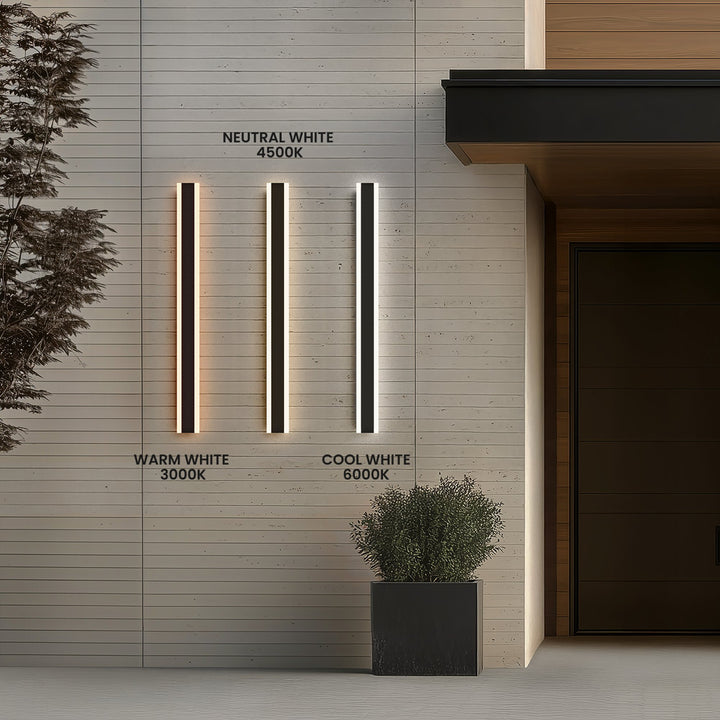 Dusk-to-Dawn Linear Outdoor Wall Light | Black, 30-240 cm