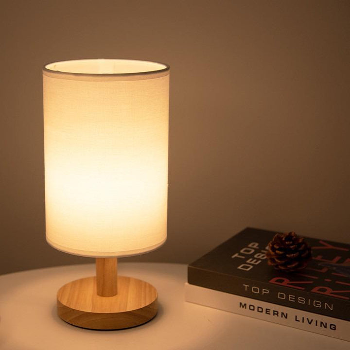 Wood and Fabric Cordless Table Lamp