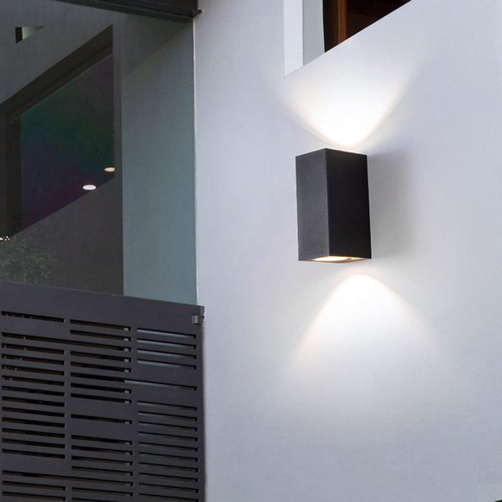Square Up and Down Outdoor Wall Light | Black LED