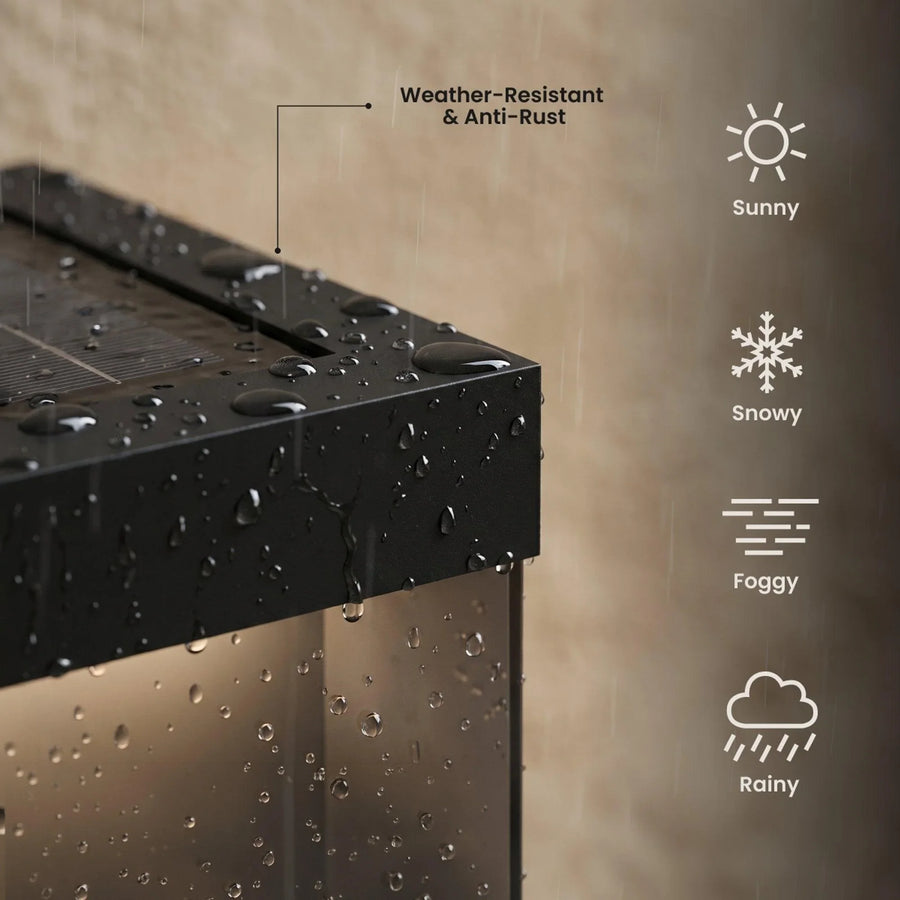 Solar Outdoor Pillar Light | Black Aluminium, 4 Sizes