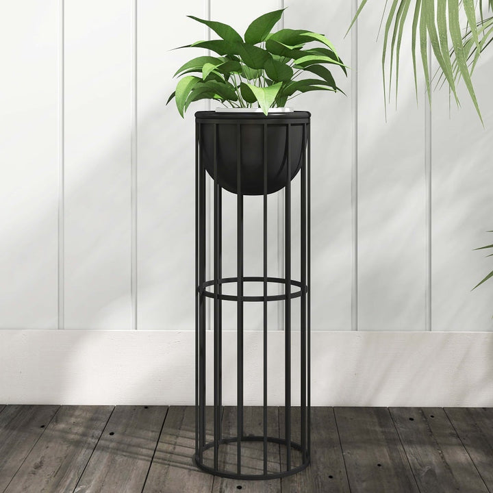 Black Metal Plant Pot with Stand
