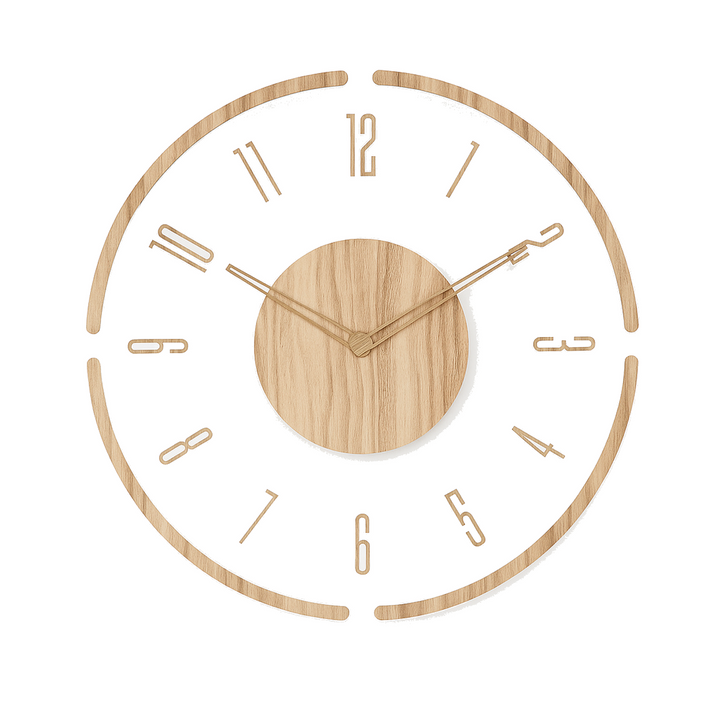 Frosted acrylic and wood silent wall clock