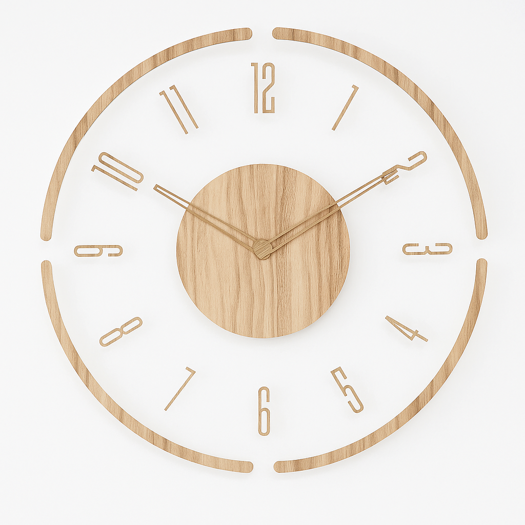 Frosted acrylic and wood silent wall clock