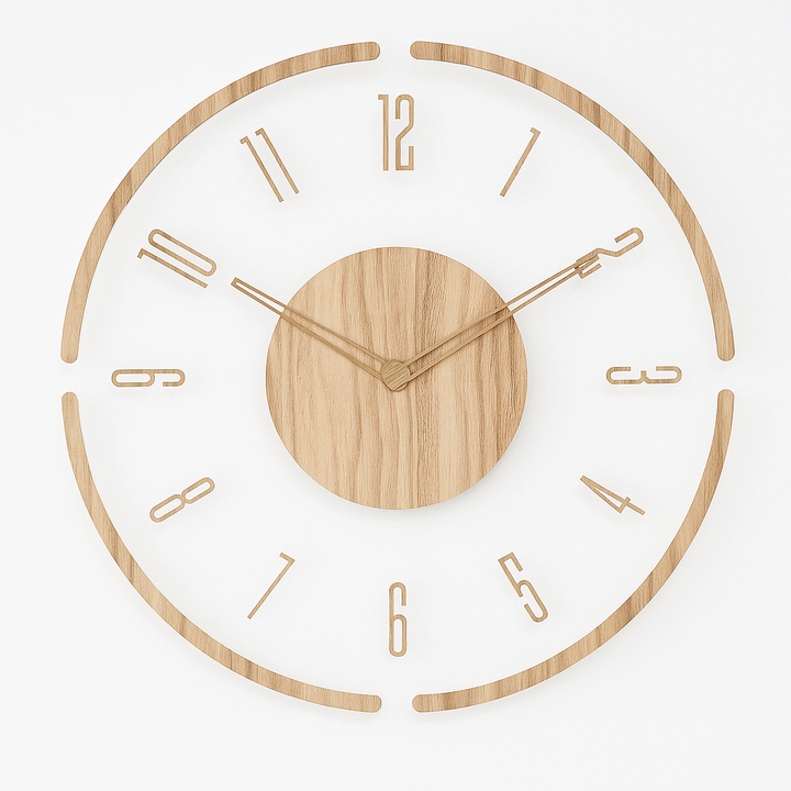 Frosted acrylic and wood silent wall clock