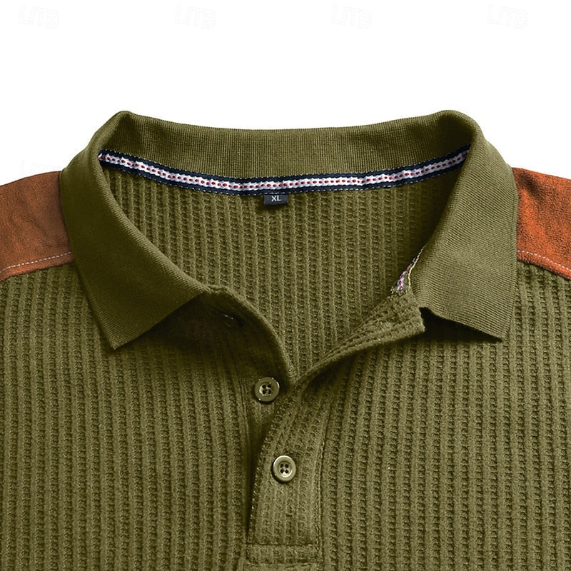 Men's Long-Sleeve Colour-Block Summer Polo Shirt – image 10