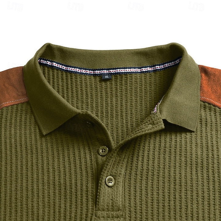 Men's Long-Sleeve Colour-Block Summer Polo Shirt – image 10