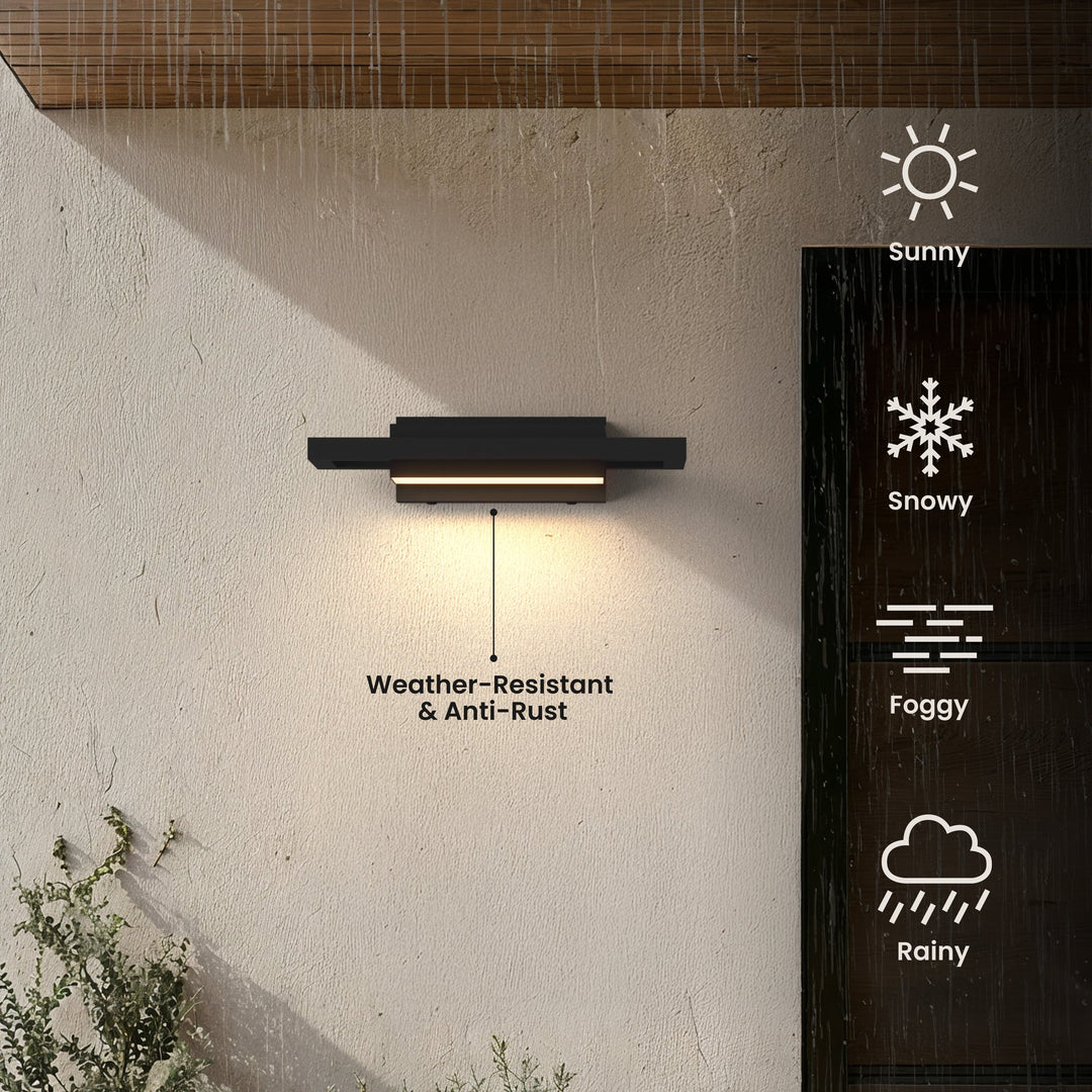 Floating Bar Outdoor Wall Light | Black Steel, 35 or 55 cm