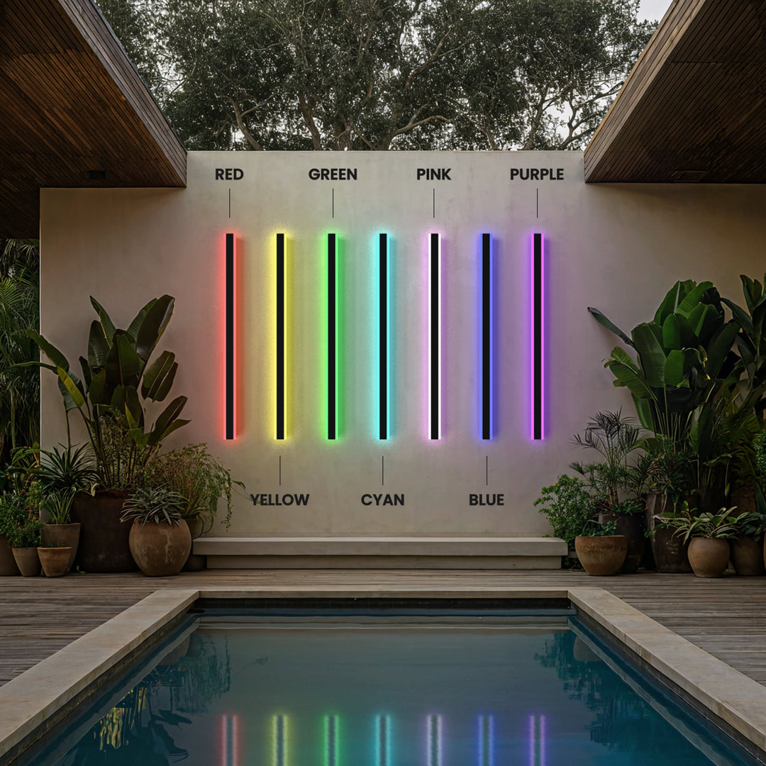 Colour-Changing Linear Outdoor Wall Light | RGB, Remote
