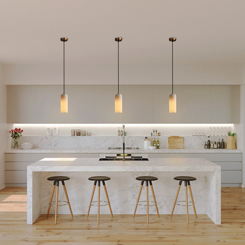Alabaster Cylinder Pendant Light