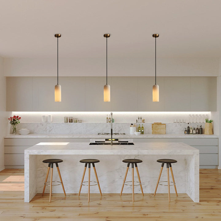 Alabaster Cylinder Pendant Light