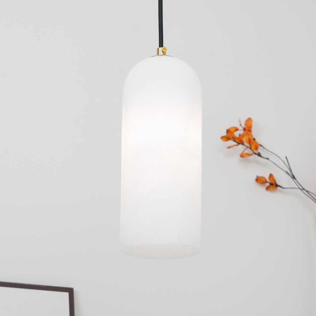 Alabaster Cylinder Pendant Light