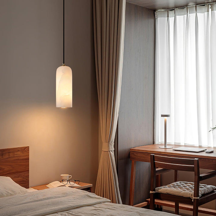 Alabaster Cylinder Pendant Light
