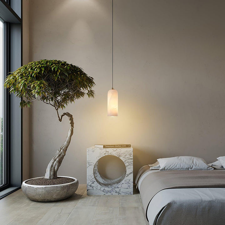 Alabaster Cylinder Pendant Light
