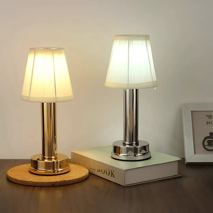 Retro Pleated Shade Cordless Table Lamp