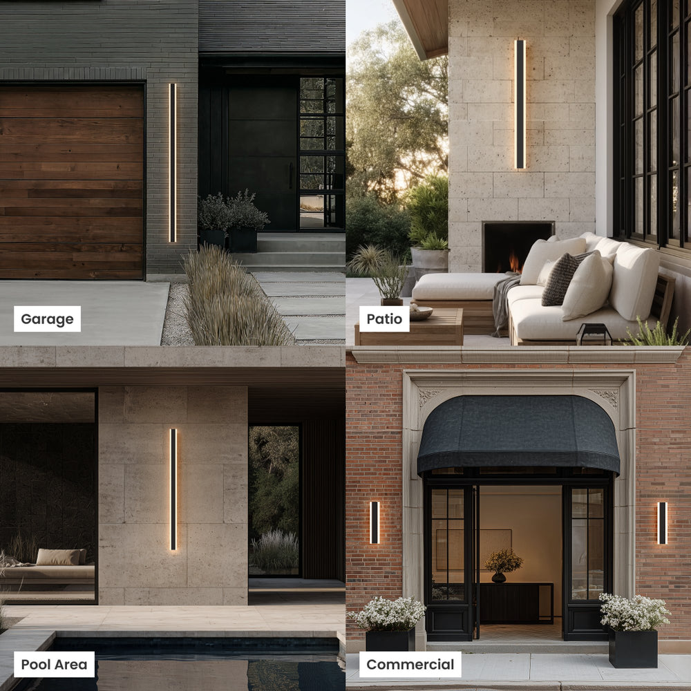 Dusk-to-Dawn Linear Outdoor Wall Light | Black, 30-240 cm
