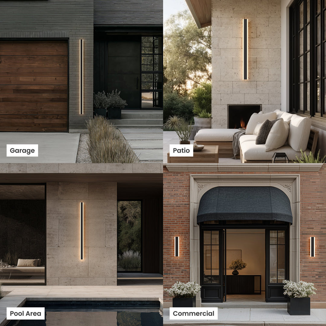 Dusk-to-Dawn Linear Outdoor Wall Light | Black, 30-240 cm