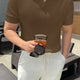 Men's Short-Sleeve Ribbed Open-Collar Summer Polo Shirt – image 3