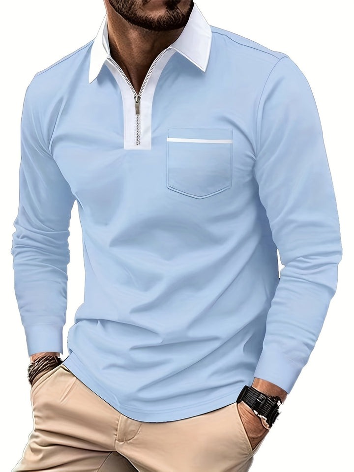 Men's Long-Sleeve Zip-Collar Summer Polo Shirt – image 7