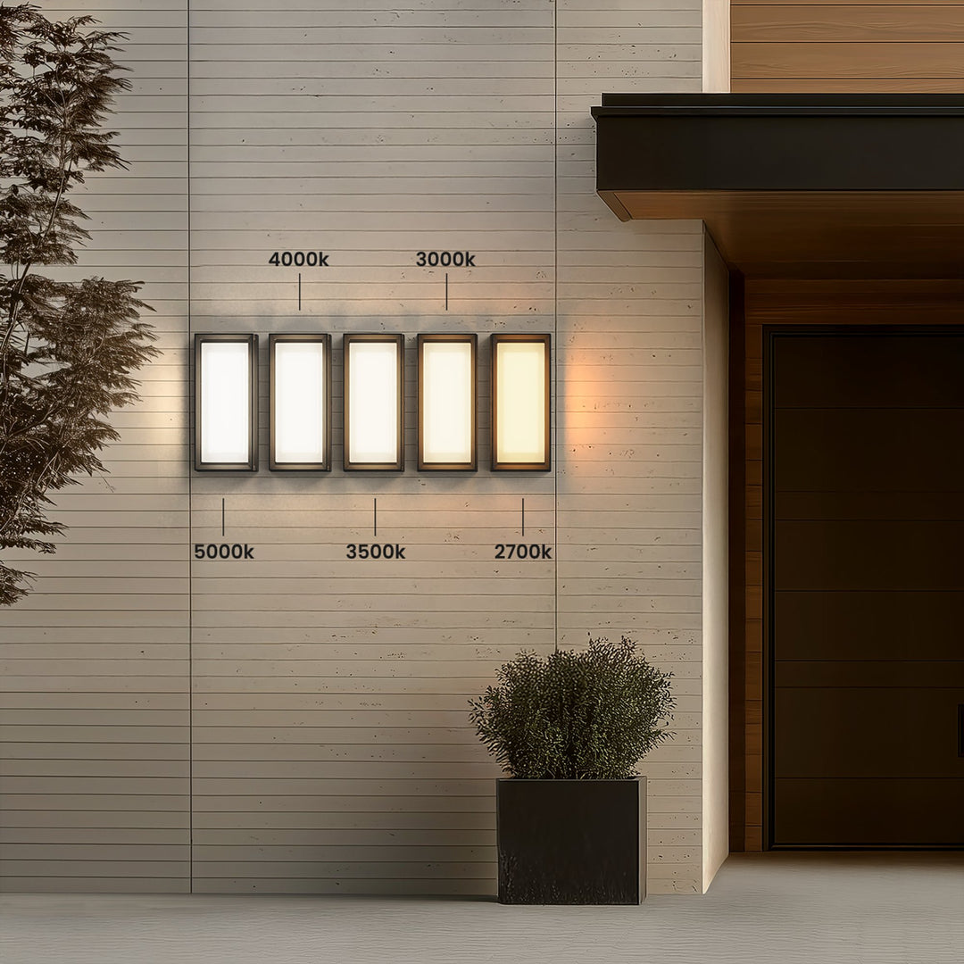 Square Outdoor Wall Light | 5 Light Colours, Black