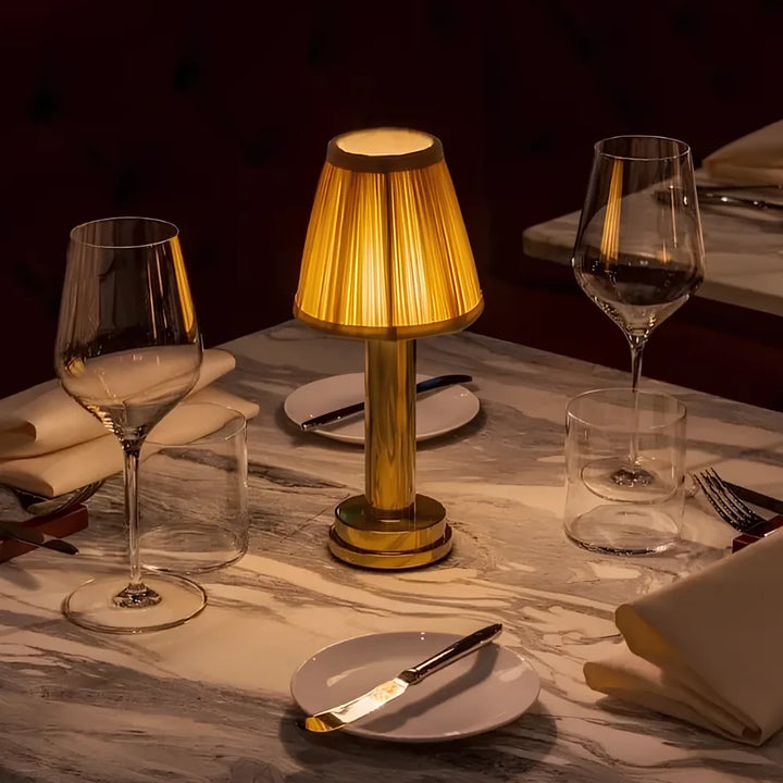 Retro Pleated Shade Cordless Table Lamp