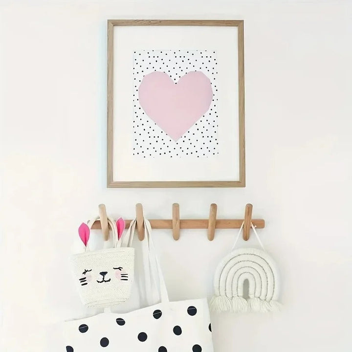 Solid Oak Peg Rack | Scandinavian, Five Angled Pegs
