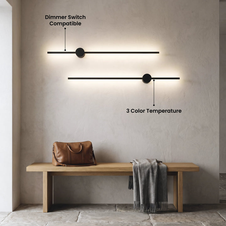 Slim LED Line Wall Light | Black, Rotatable, 60-120 cm