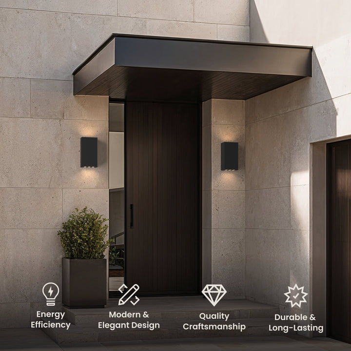 Glass Box Outdoor Wall Light | Black Steel