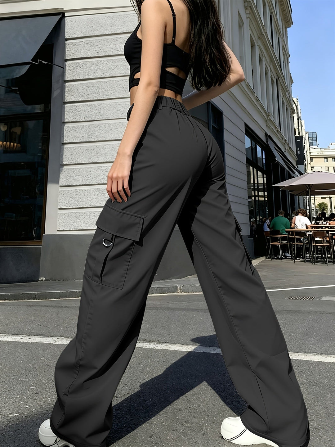 Women's High-Waisted Wide-Leg Cargo Everyday Trousers – image 7