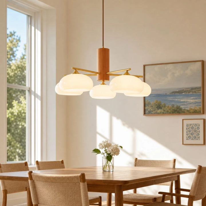 Bauhaus Opal Glass Chandelier