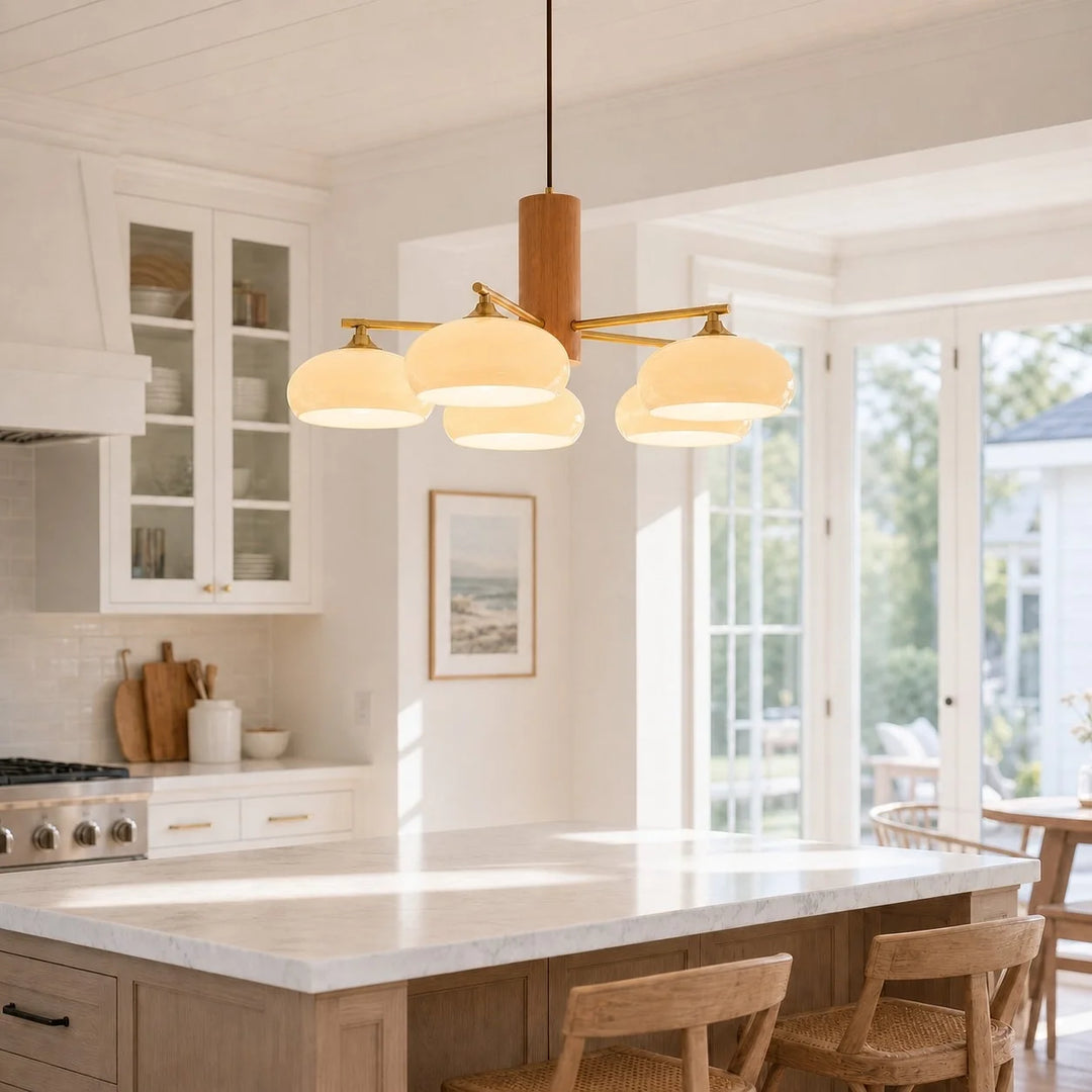 Bauhaus Opal Glass Chandelier