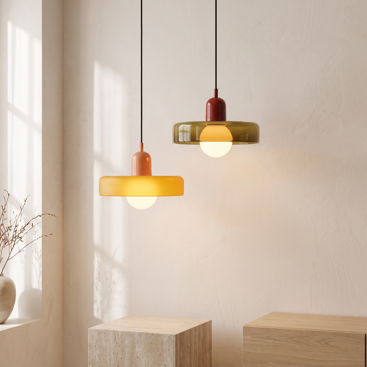 Bauhaus Colored Glass Pendant Light