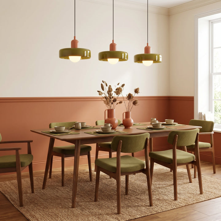 3-Head Bauhaus Colored Glass Pendant Light