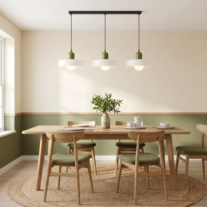 3-Head Bauhaus Colored Glass Pendant Light