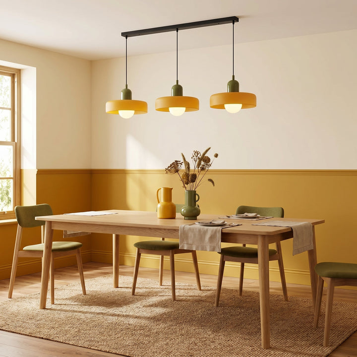 3-Head Bauhaus Colored Glass Pendant Light
