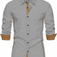 Men's Long-Sleeve Contrast-Trim Slim-Fit Summer Shirt – image 3