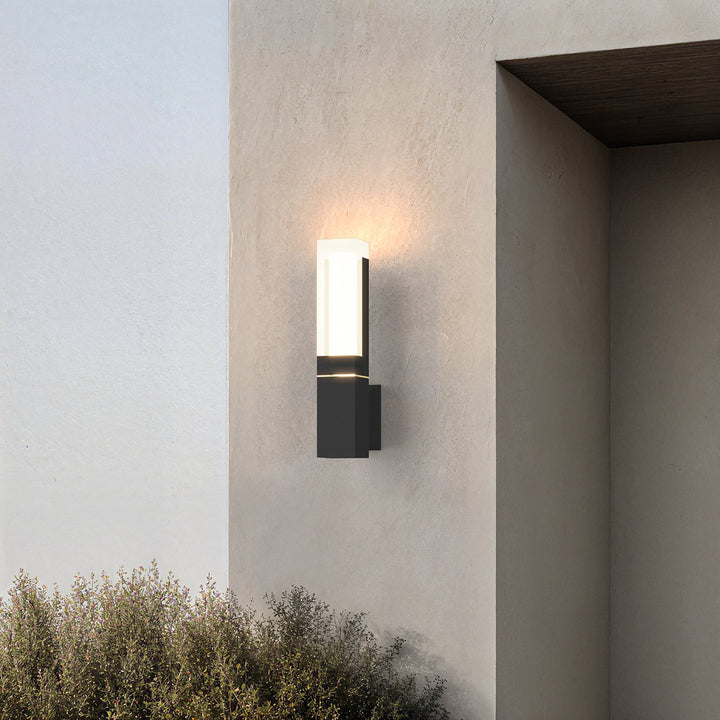 Up and Down Outdoor Wall Light | Black Aluminium Column