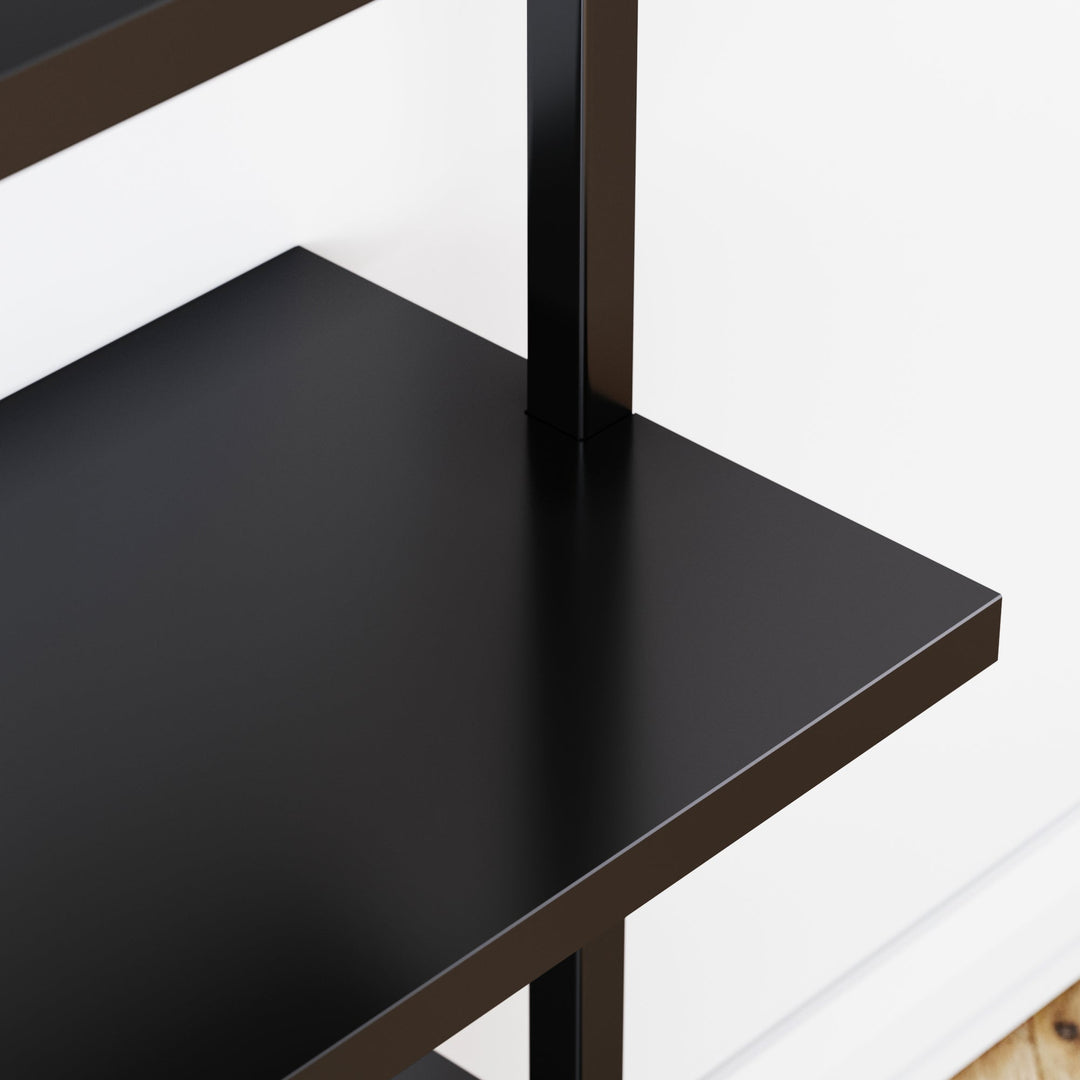 Black 5-Shelf Ladder Bookshelf