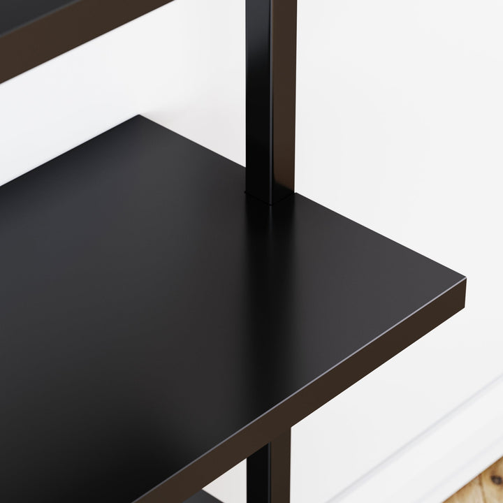 Black 5-Shelf Ladder Bookshelf