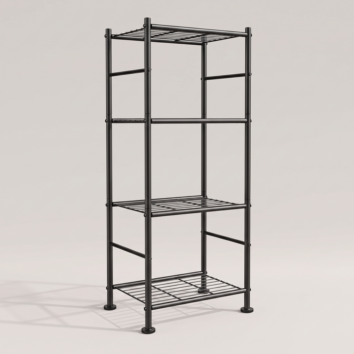 4-tier black metal storage shelf