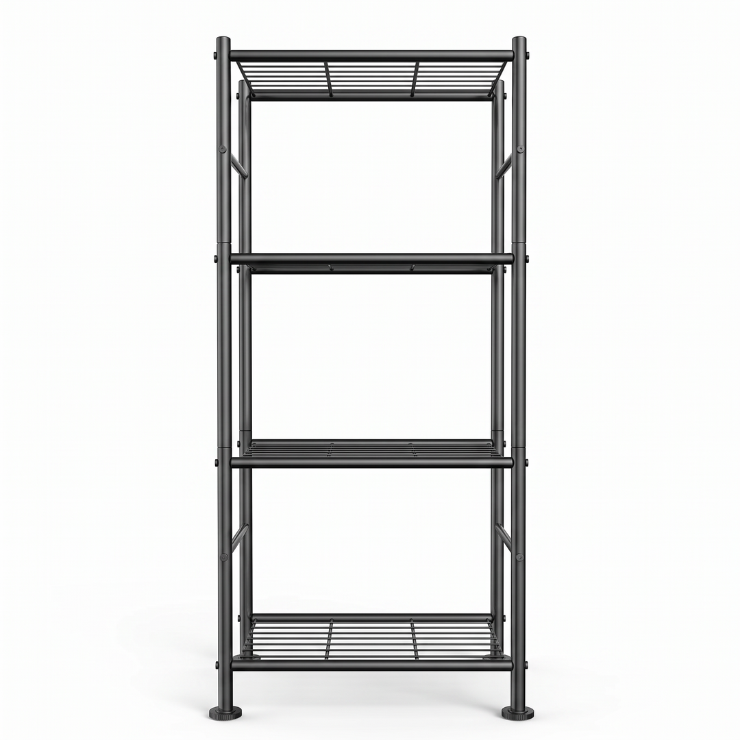 4-tier black metal storage shelf