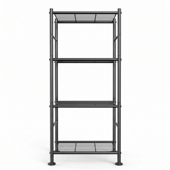 4-tier black metal storage shelf