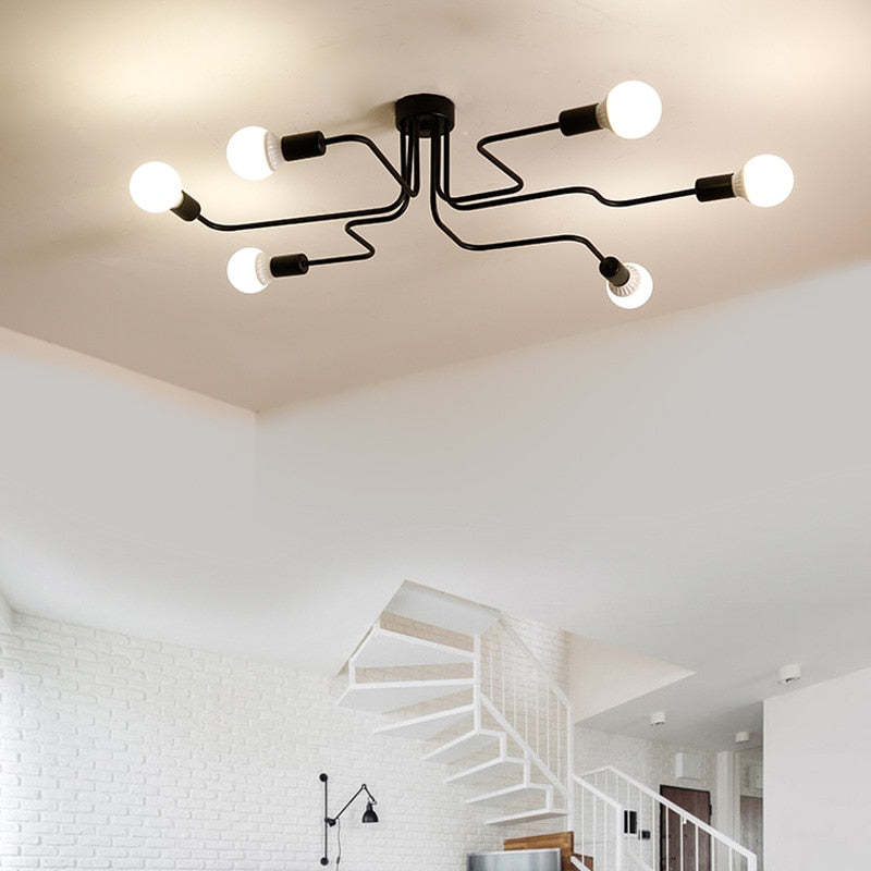 Black multi-arm ceiling light