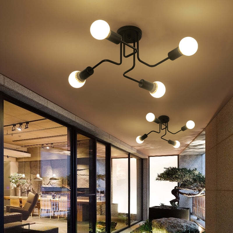 Black multi-arm ceiling light