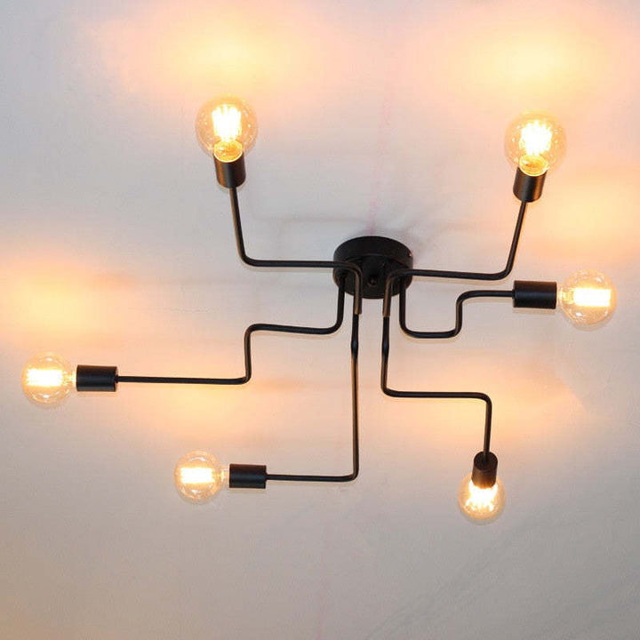 Black multi-arm ceiling light