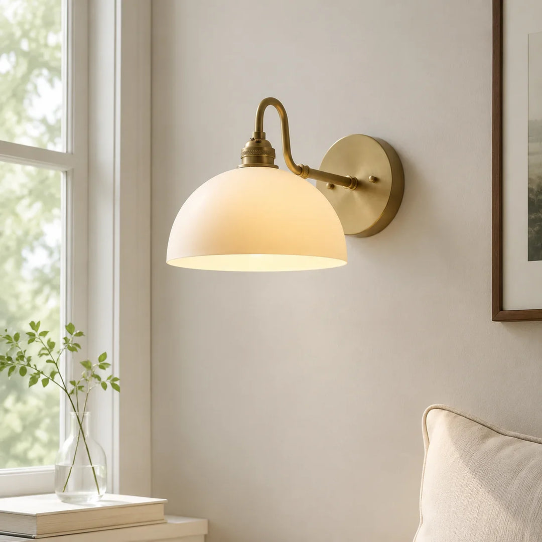 Brass Arm Bowl Wall Light