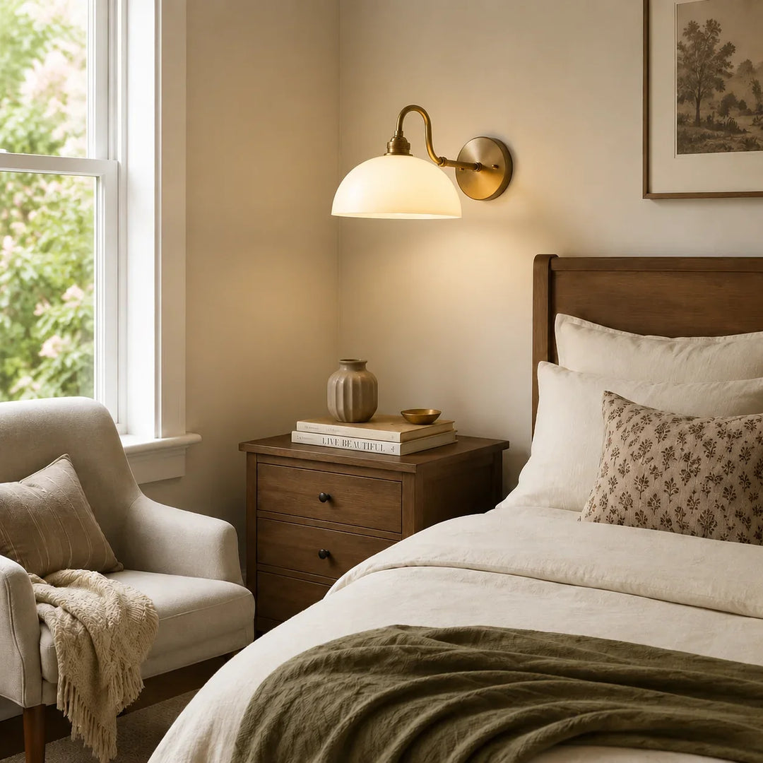 Brass Arm Bowl Wall Light